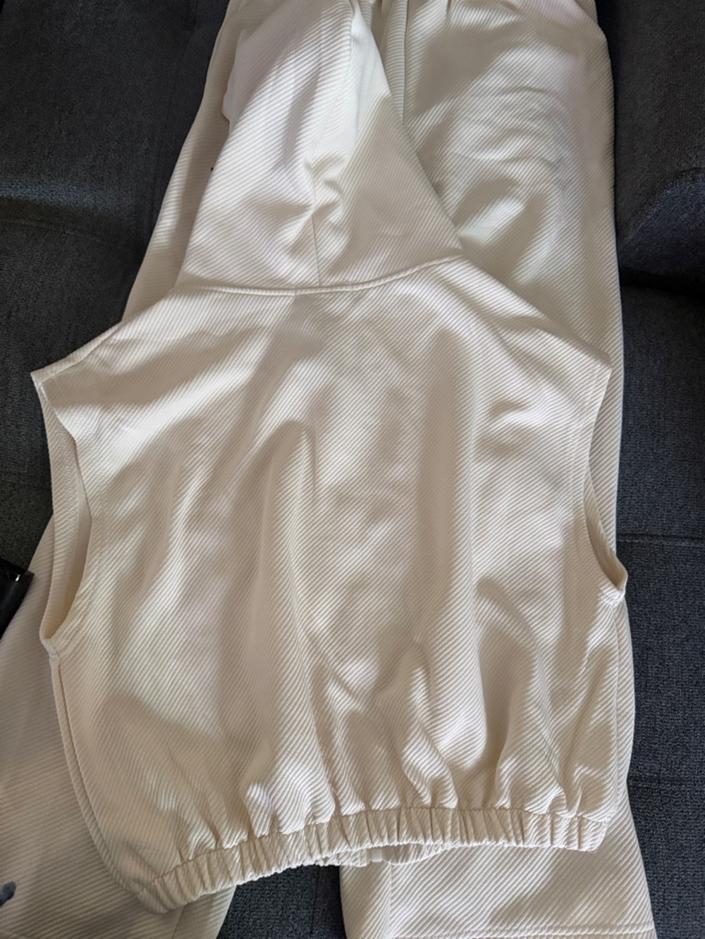 Women's Cream Ribbed Hoodie & Jogger Set - Picture 4 of 5